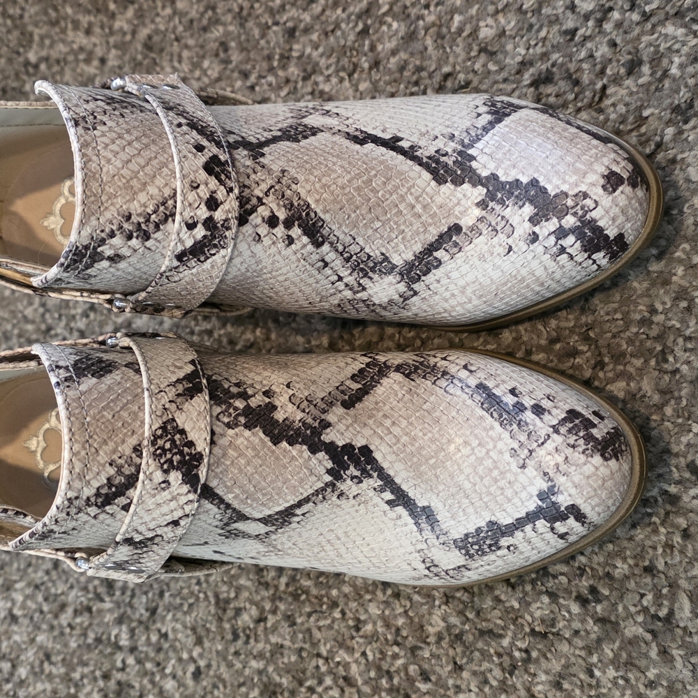 Fergalicious Snakeskin Ankle Booties - Black and Gray